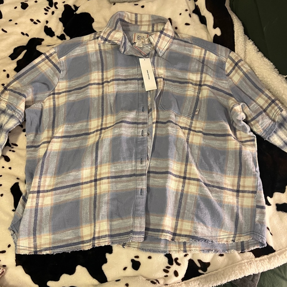 Urban Outfitters Blue Plaid Teddy Jacket